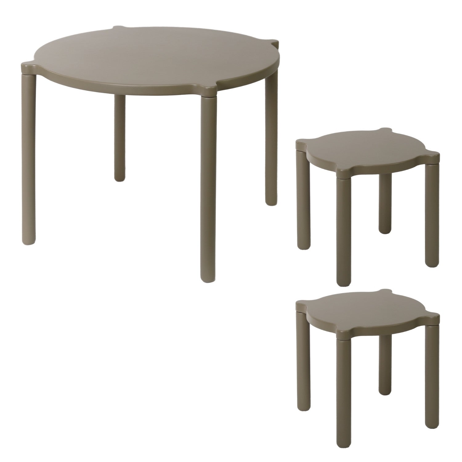 Stacking Table & Stools Set Taupe