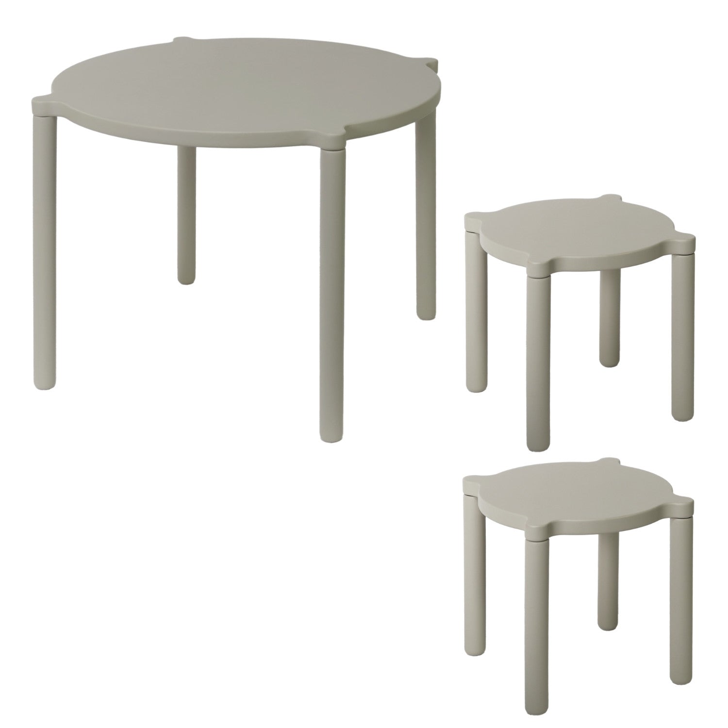 Stacking Table & Stools Set Sand-Grey